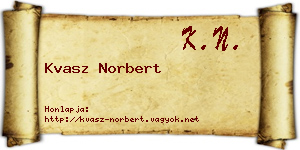 Kvasz Norbert névjegykártya